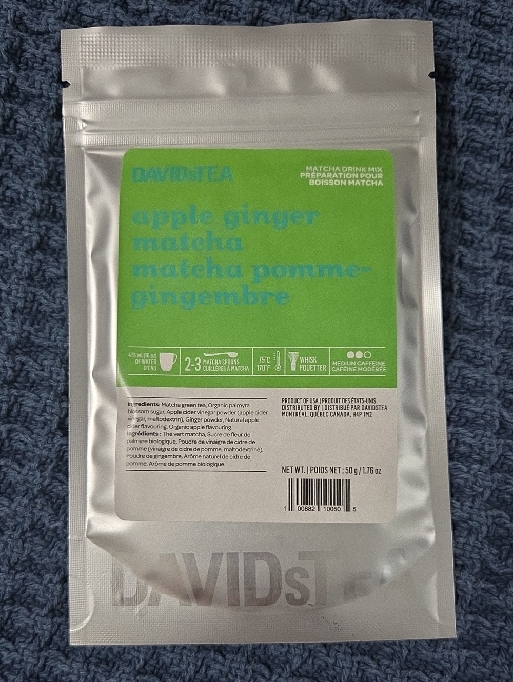 2/$25 New! Sealed! Davidstea APPLE GINGER MATCHA Drink Mix 50g Davids Tea